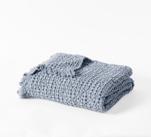 Pled Koc Narzuta na Łóżko z Frędzlami 125x200 FAVO Popielata M30266